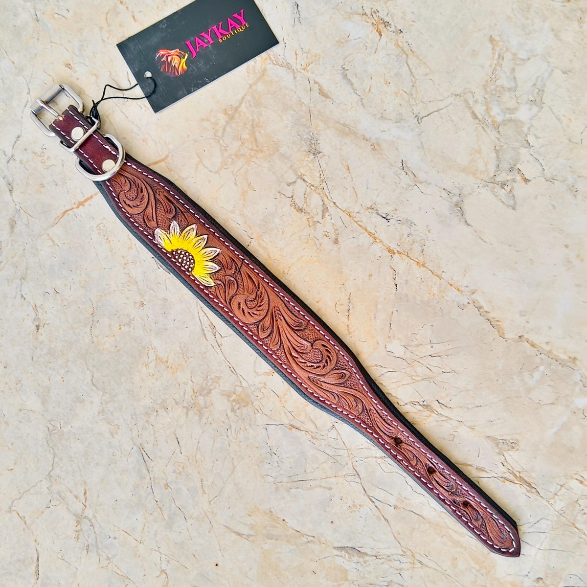 Hand-Tooled Leather Dog Collar - JayKayBoutiqueOnline