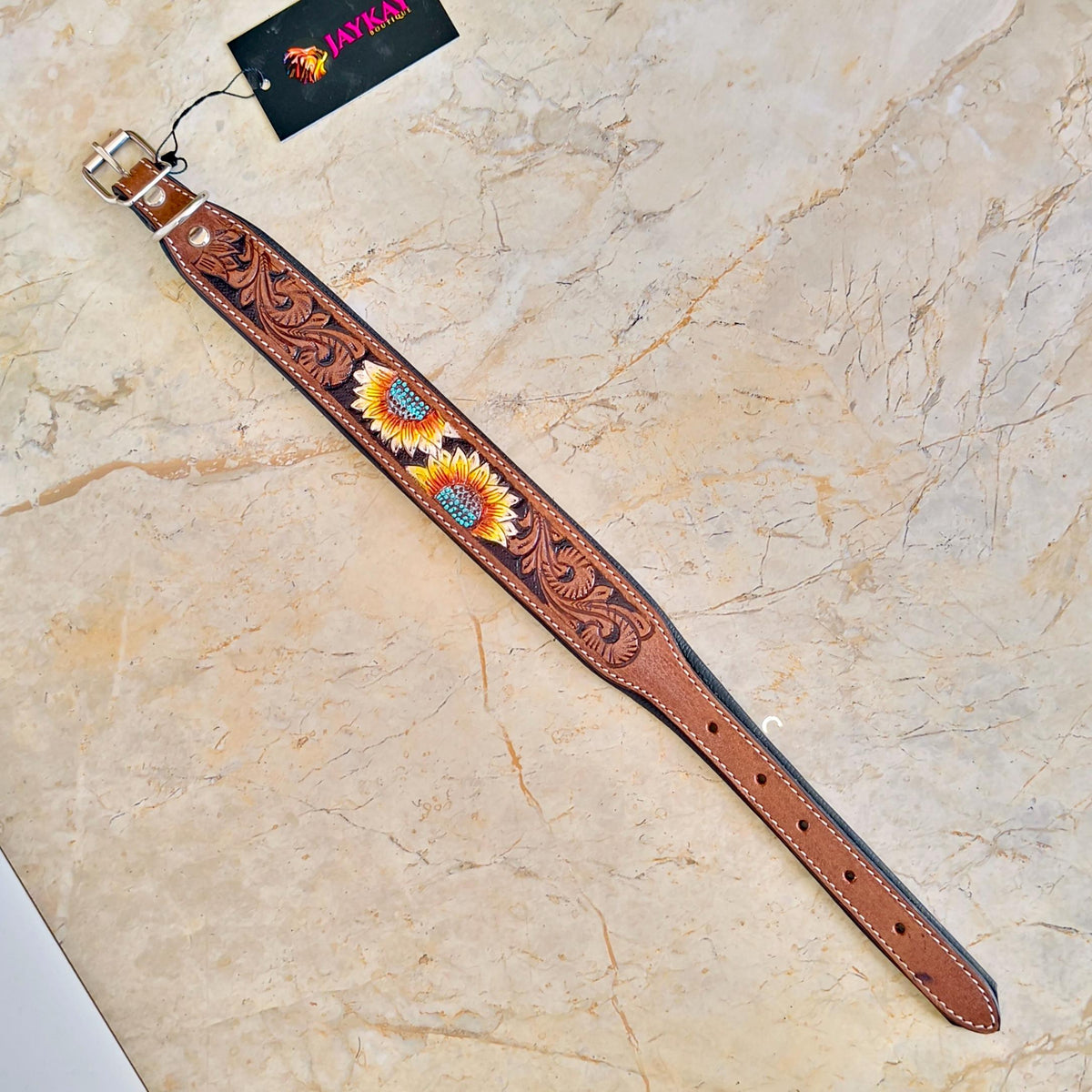 Hand-Tooled Leather Dog Collar - JayKayBoutiqueOnline