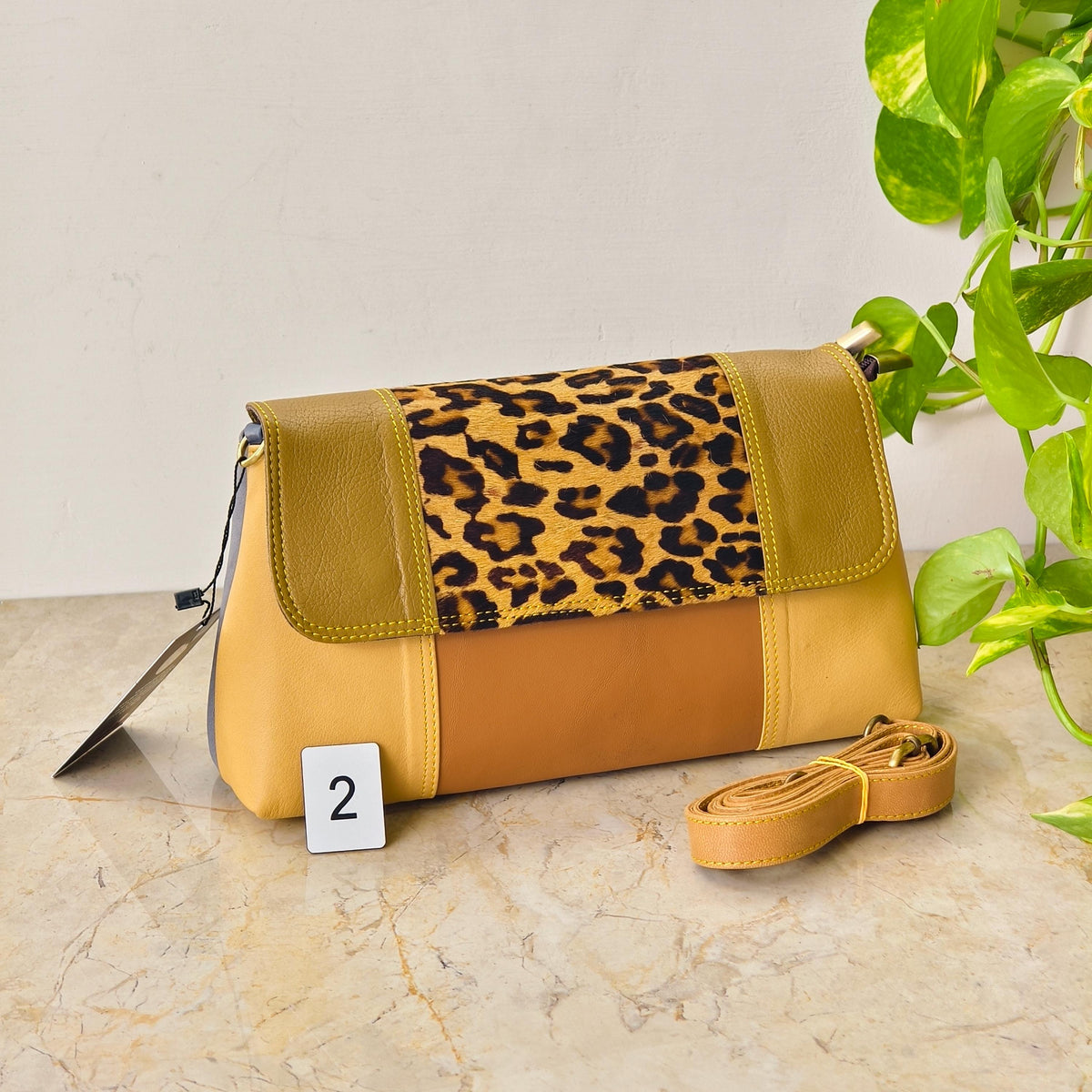 Colour Block Recycled Leather Crossbody Clutch Bag - JayKayBoutiqueOnline