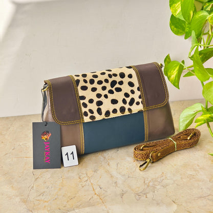 Colour Block Recycled Leather Crossbody Clutch Bag - JayKayBoutiqueOnline