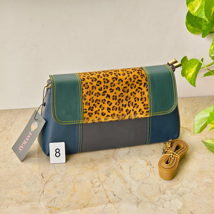 Colour Block Recycled Leather Crossbody Clutch Bag - JayKayBoutiqueOnline