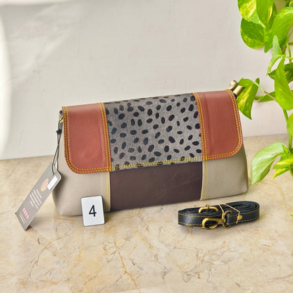 Colour Block Recycled Leather Crossbody Clutch Bag - JayKayBoutiqueOnline