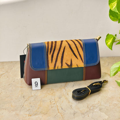 Colour Block Recycled Leather Crossbody Clutch Bag - JayKayBoutiqueOnline
