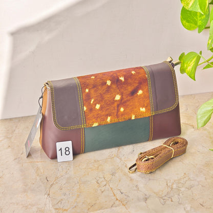 Colour Block Recycled Leather Crossbody Clutch Bag - JayKayBoutiqueOnline