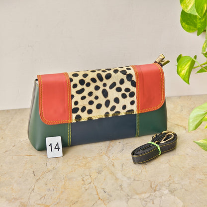Colour Block Recycled Leather Crossbody Clutch Bag - JayKayBoutiqueOnline