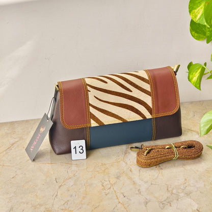 Colour Block Recycled Leather Crossbody Clutch Bag - JayKayBoutiqueOnline