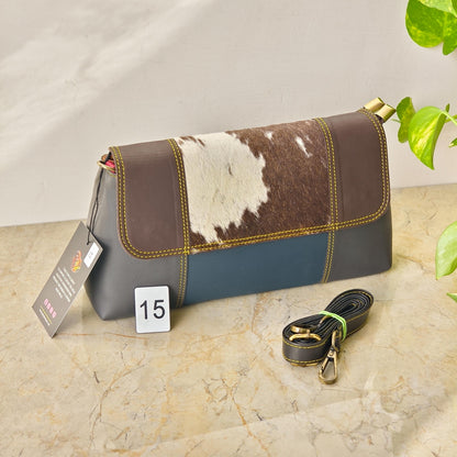 Colour Block Recycled Leather Crossbody Clutch Bag - JayKayBoutiqueOnline