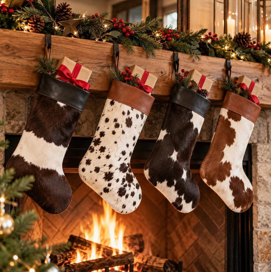 Handmade Cowhide Christmas Stocking - JayKayBoutiqueOnline