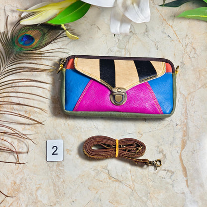 Upcycled Coloured Leather Hair on Hide Animal Print Crossbody Pouch - JayKayBoutiqueOnline