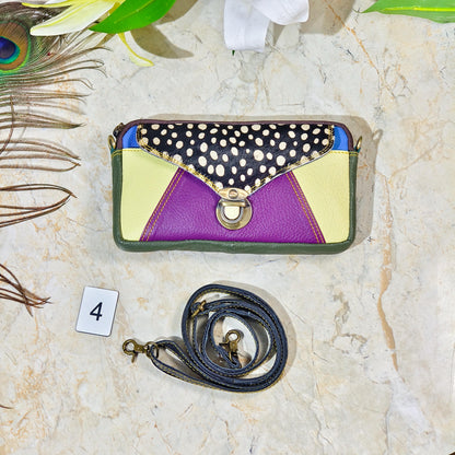 Upcycled Coloured Leather Hair on Hide Animal Print Crossbody Pouch - JayKayBoutiqueOnline