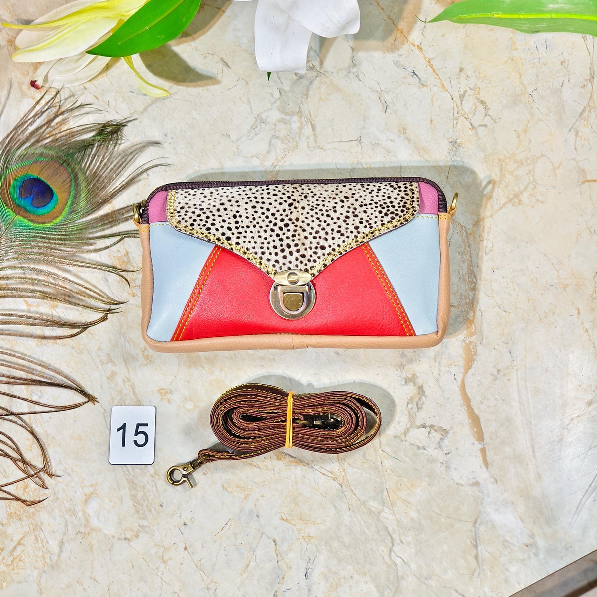 Upcycled Coloured Leather Hair on Hide Animal Print Crossbody Pouch - JayKayBoutiqueOnline