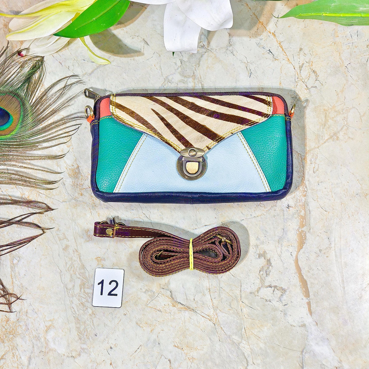 Upcycled Coloured Leather Hair on Hide Animal Print Crossbody Pouch - JayKayBoutiqueOnline