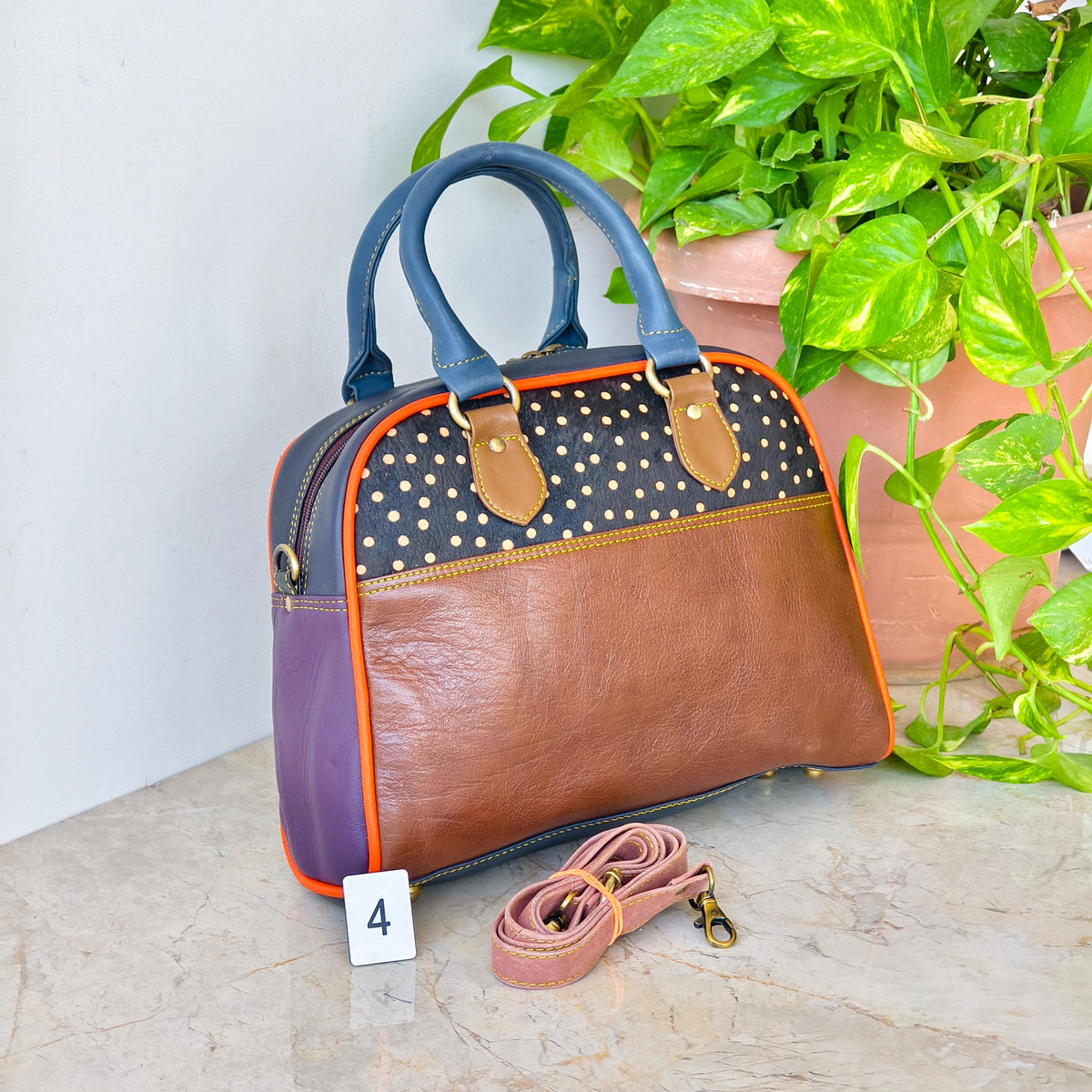 Leather Boston Bag Hair on Cowhide in Animal Print - JayKayBoutiqueOnline