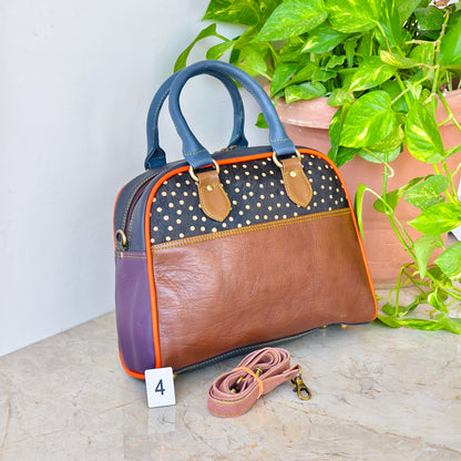 Leather Boston Bag Hair on Cowhide in Animal Print - JayKayBoutiqueOnline