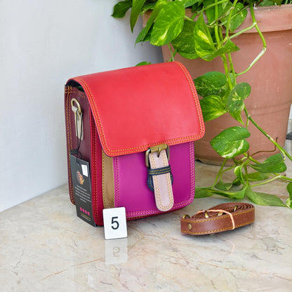 Recycled Coloured Leather Crossbody Satchel - JayKayBoutiqueOnline