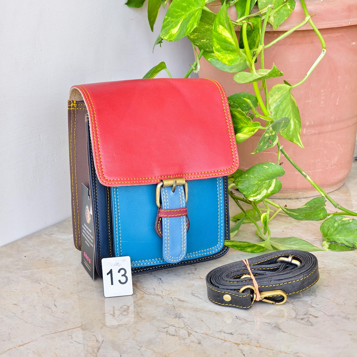 Recycled Coloured Leather Crossbody Satchel - JayKayBoutiqueOnline