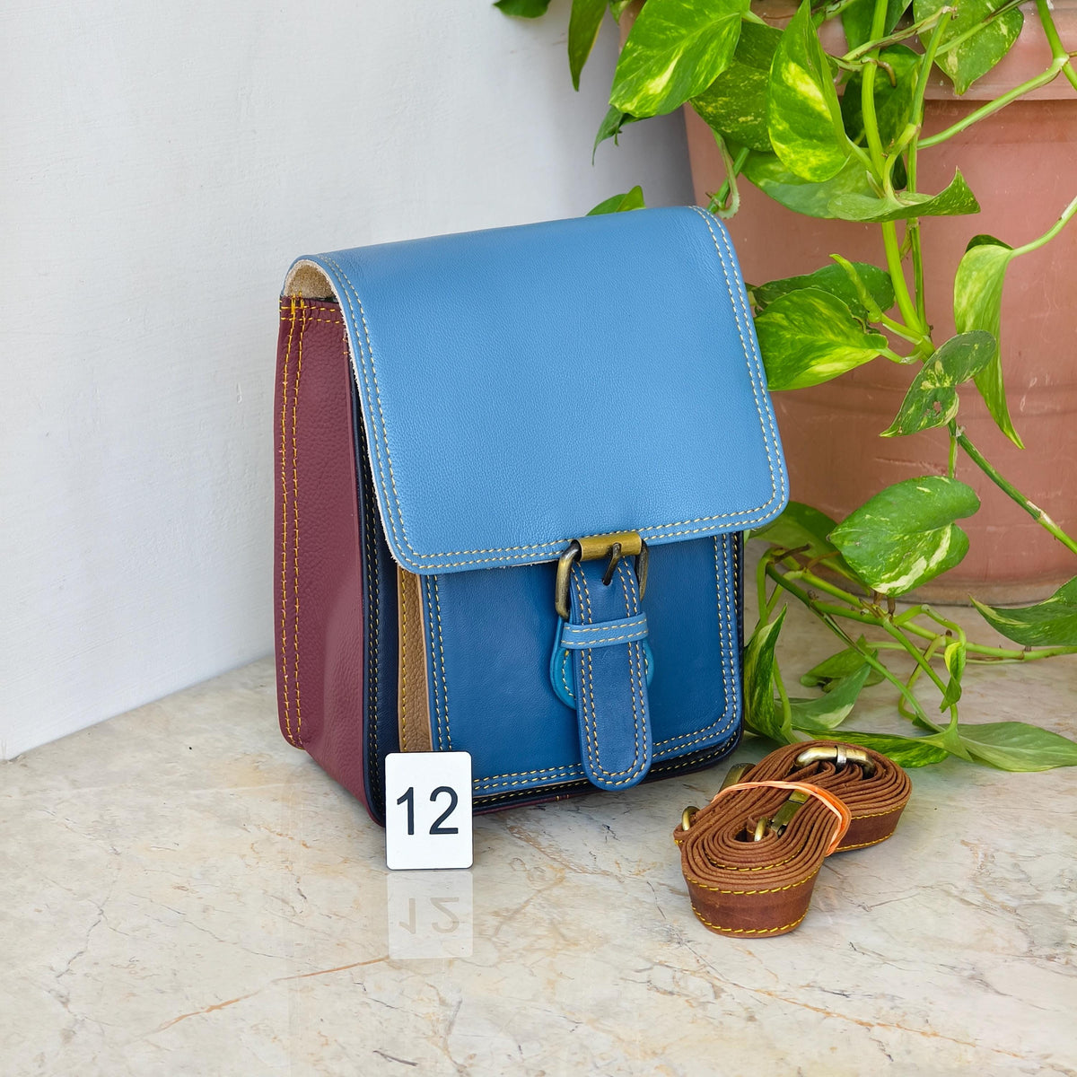 Recycled Coloured Leather Crossbody Satchel - JayKayBoutiqueOnline