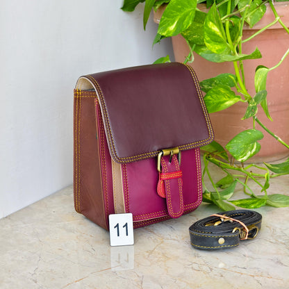 Recycled Coloured Leather Crossbody Satchel - JayKayBoutiqueOnline