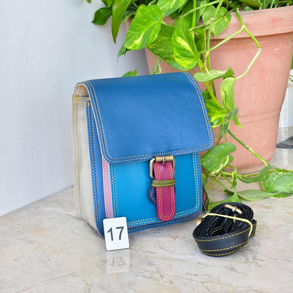 Recycled Coloured Leather Crossbody Satchel - JayKayBoutiqueOnline
