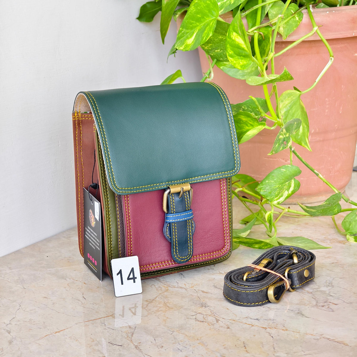 Recycled Coloured Leather Crossbody Satchel - JayKayBoutiqueOnline