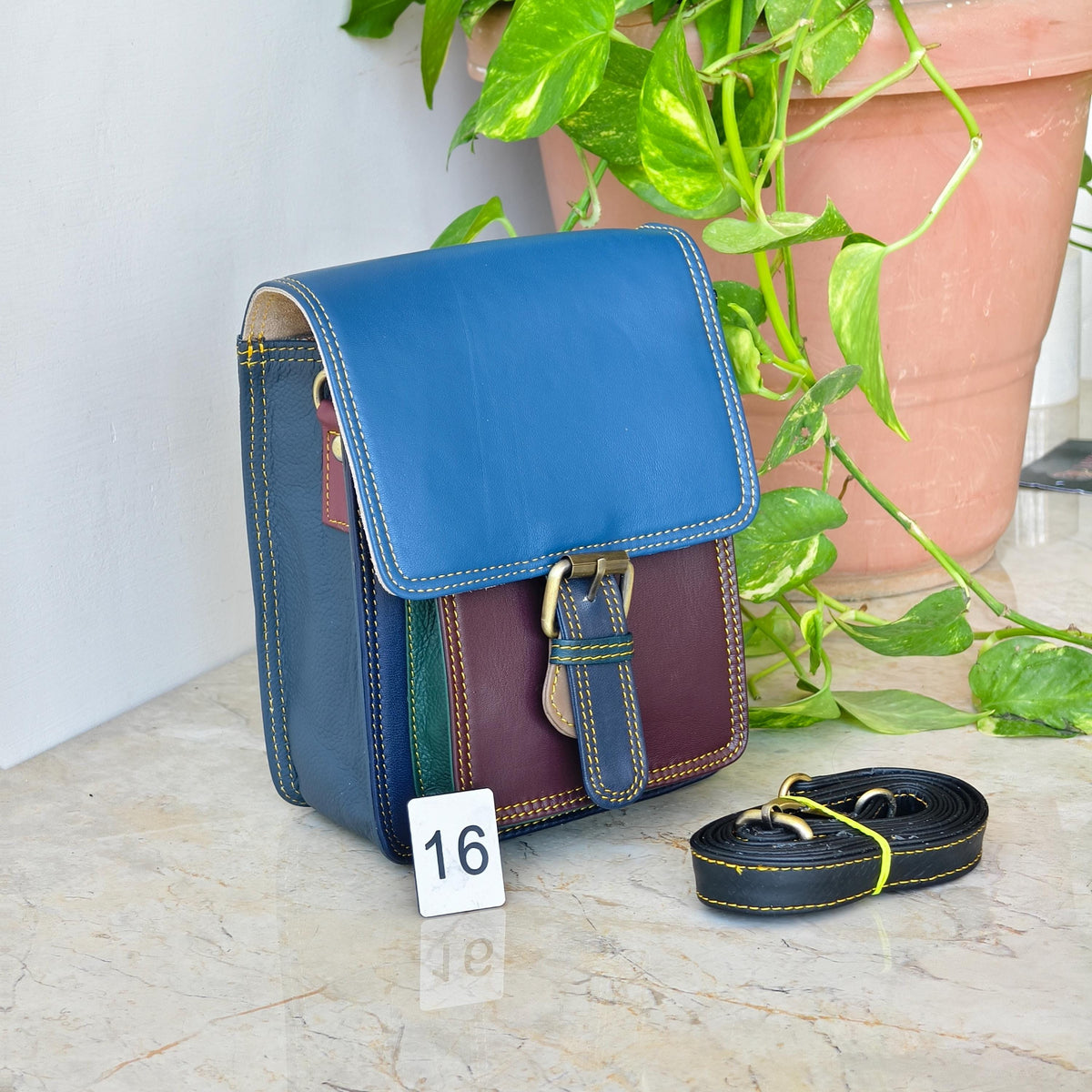 Recycled Coloured Leather Crossbody Satchel - JayKayBoutiqueOnline