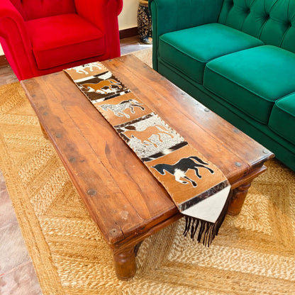 Horse Cowhide Table Runner with Suede Fringe - JayKayBoutiqueOnline