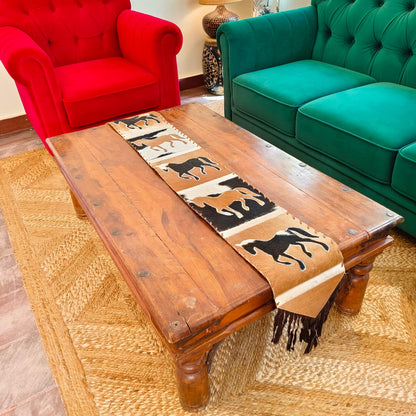 Horse Cowhide Table Runner with Suede Fringe - JayKayBoutiqueOnline