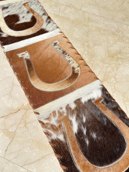 Horseshoe Cowhide Table Runner – Rustic Western Home Décor - JayKayBoutiqueOnline
