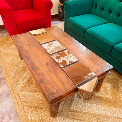 Natural Cowhide Table Runner with Suede Fringe - JayKayBoutiqueOnline