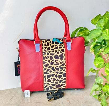 Recycled Coloured Leather Laptop Tote Bag, Padded Internal Section - JayKayBoutiqueOnline