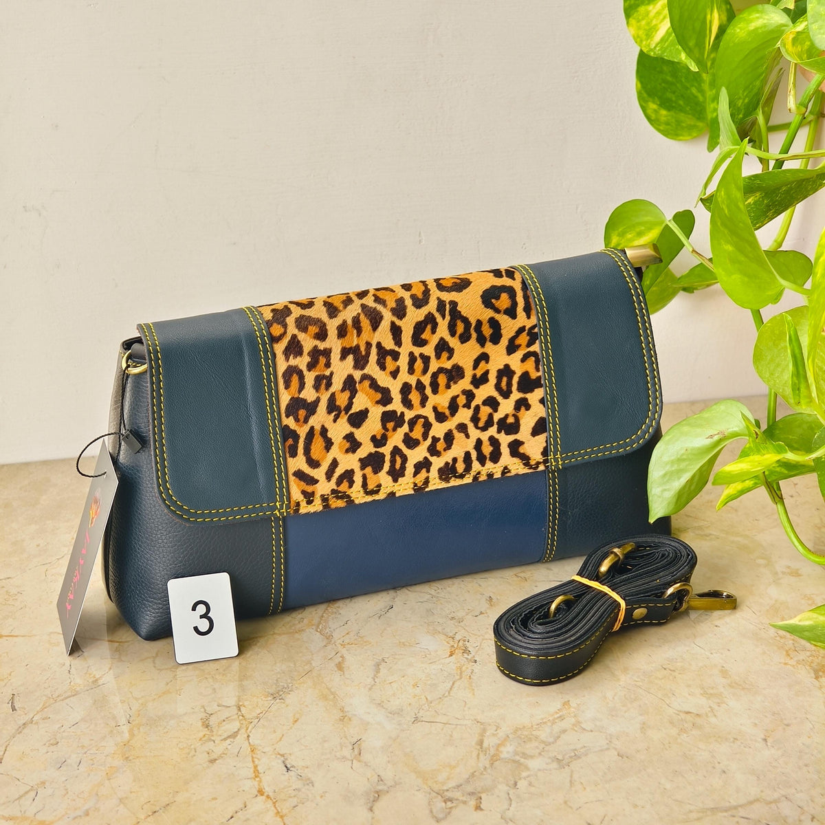 Colour Block Recycled Leather Crossbody Clutch Bag - JayKayBoutiqueOnline