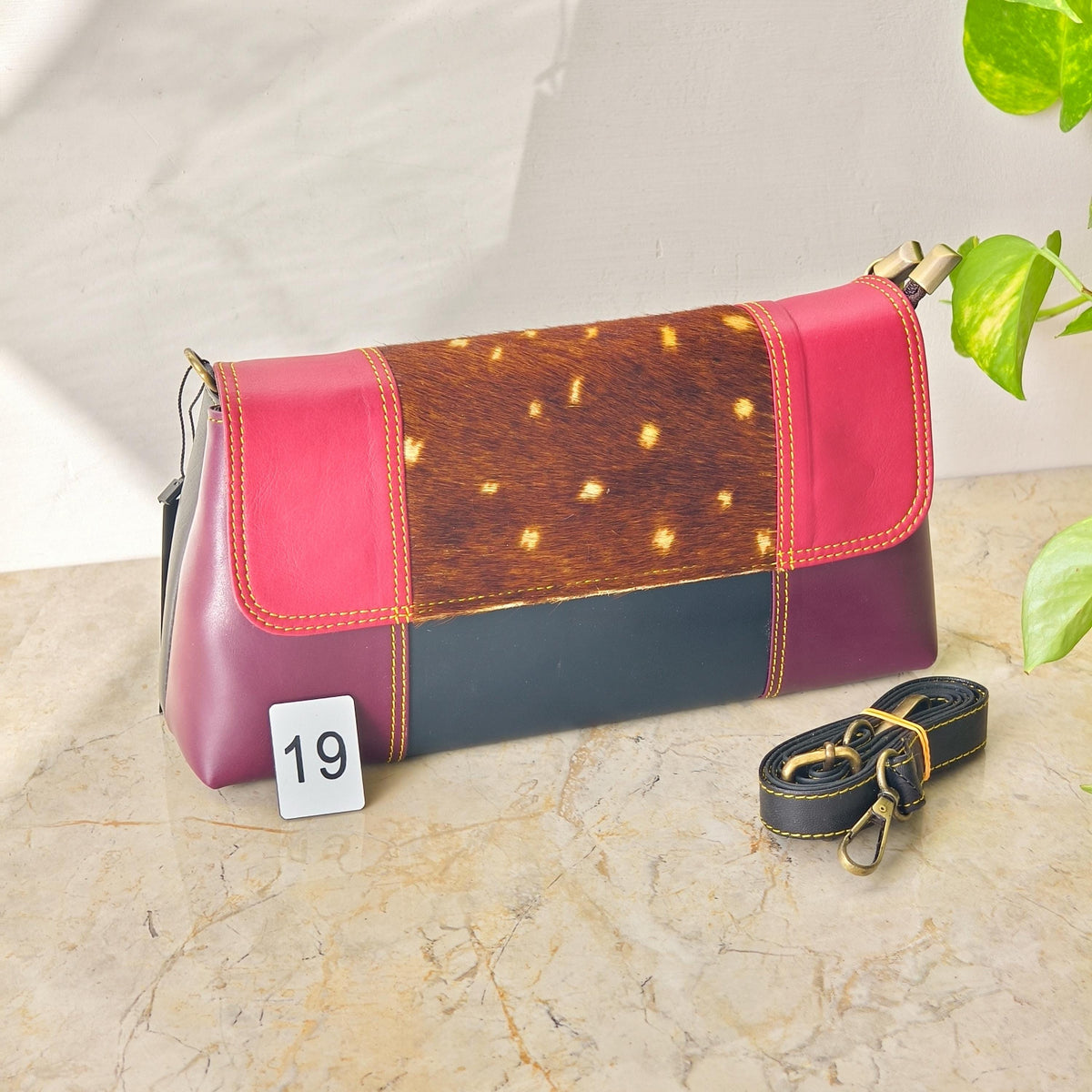 Colour Block Recycled Leather Crossbody Clutch Bag - JayKayBoutiqueOnline