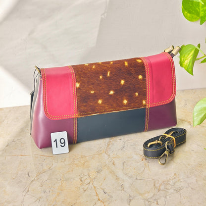 Colour Block Recycled Leather Crossbody Clutch Bag - JayKayBoutiqueOnline