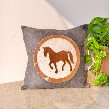 Cowhide Cushion Cover Horse Longhorn Cow Design 40x40cm - JayKayBoutiqueOnline