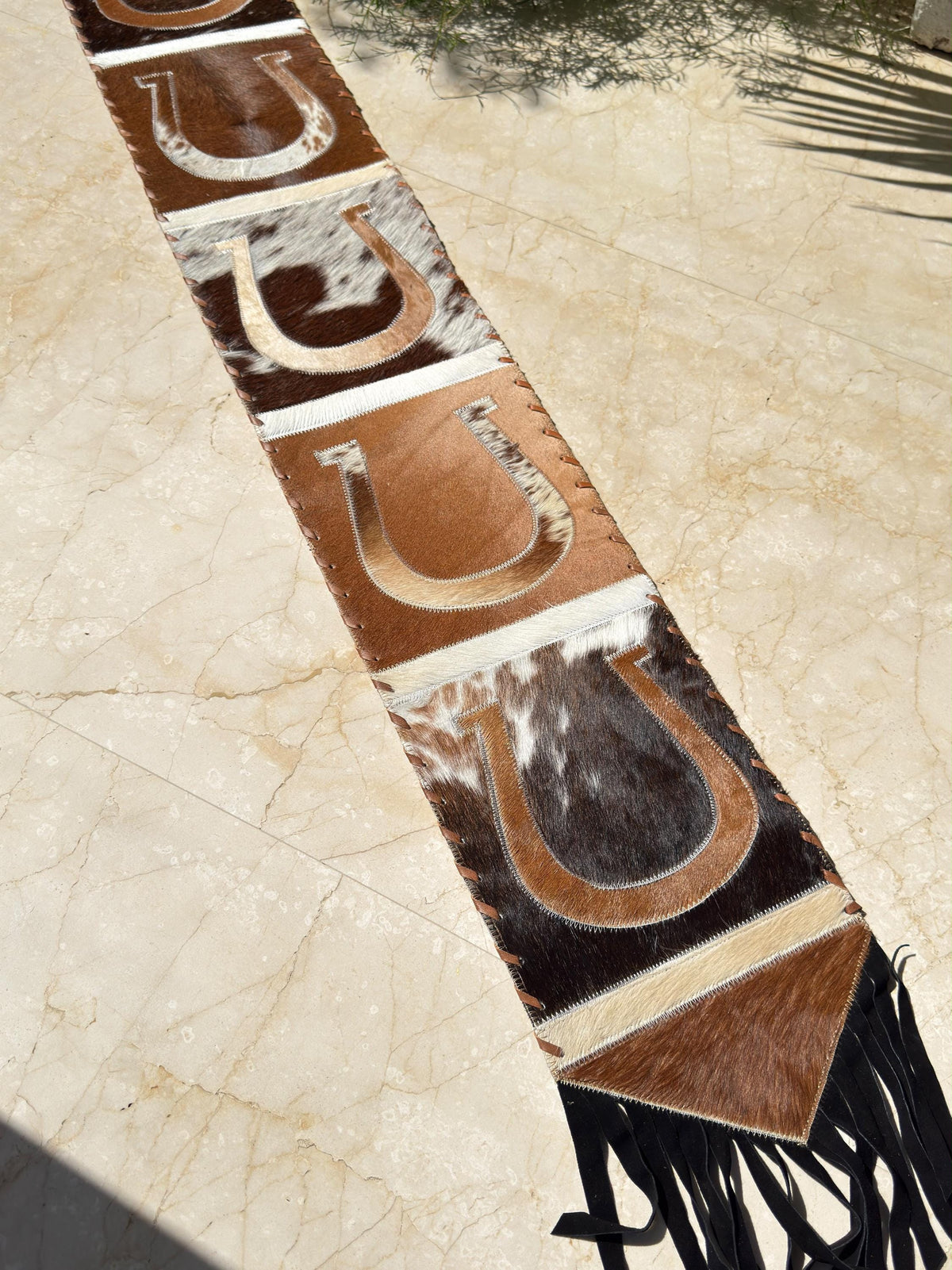 Horseshoe Cowhide Table Runner – Rustic Western Home Décor - JayKayBoutiqueOnline