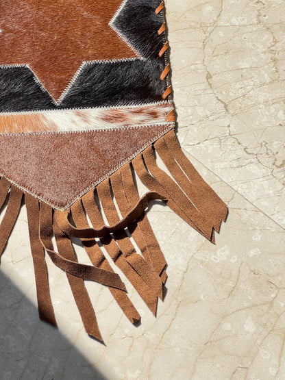 Western Star Cowhide Table Runner with Suede Fringe - JayKayBoutiqueOnline