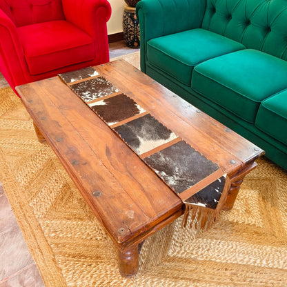 Natural Cowhide Table Runner with Suede Fringe - JayKayBoutiqueOnline