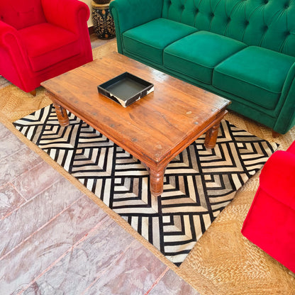 Patchwork Cowhide Rugs – Geometric Designs, 6 x 4 ft, Zebra Print - JayKayBoutiqueOnline