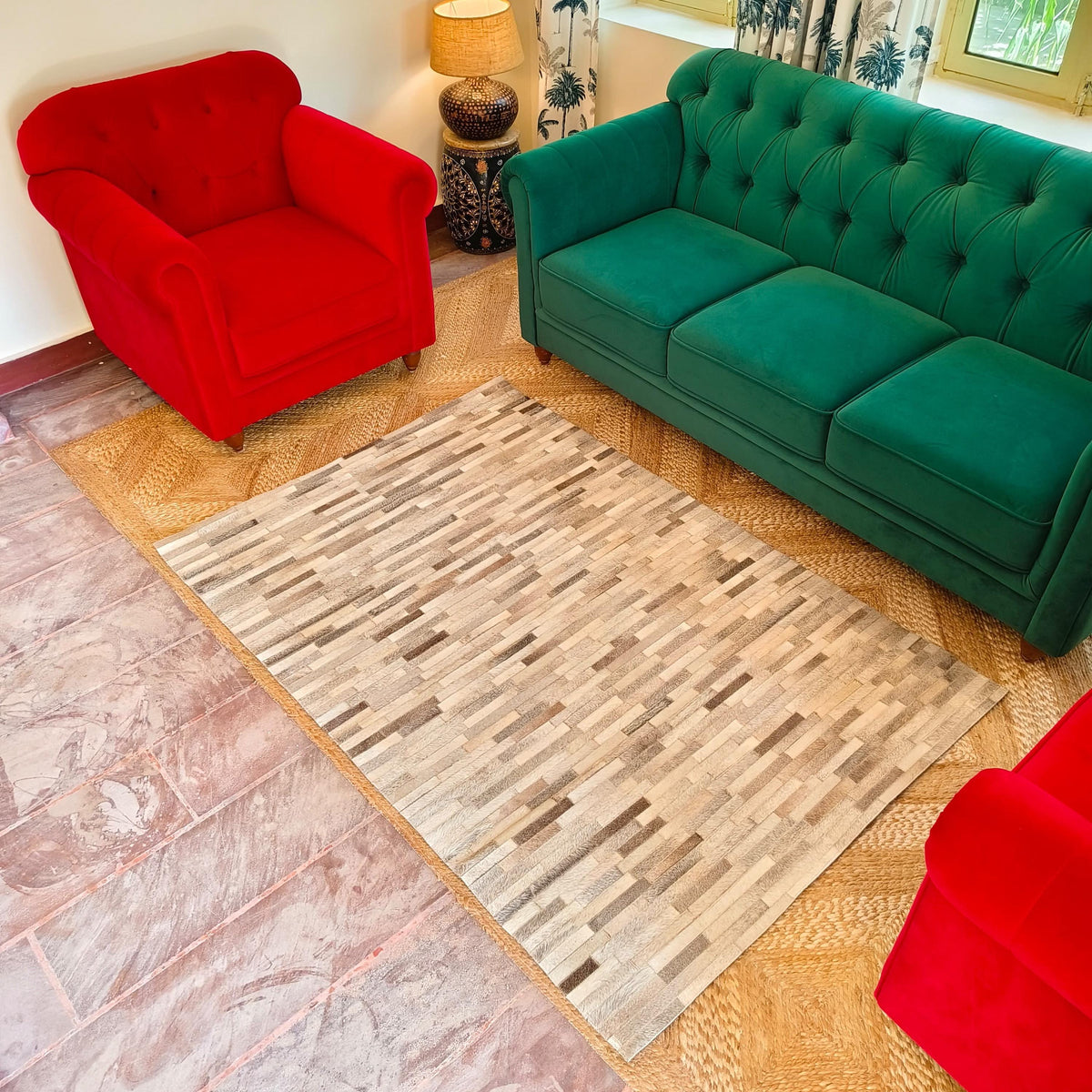 Patchwork Cowhide Rugs – Geometric Designs, 6 x 4 ft, Zebra Print - JayKayBoutiqueOnline