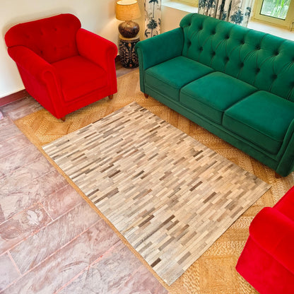 Patchwork Cowhide Rugs – Geometric Designs, 6 x 4 ft, Zebra Print - JayKayBoutiqueOnline