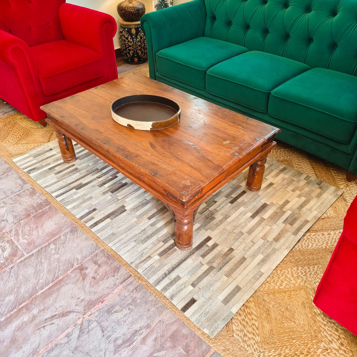 Patchwork Cowhide Rugs – Geometric Designs, 6 x 4 ft, Zebra Print - JayKayBoutiqueOnline