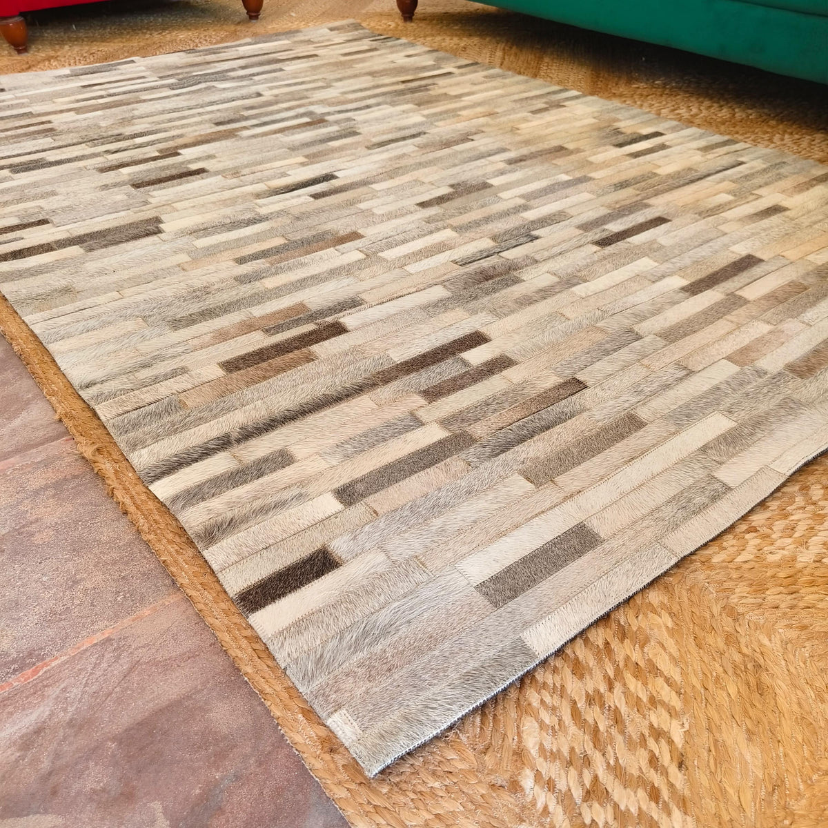 Patchwork Cowhide Rugs – Geometric Designs, 6 x 4 ft, Zebra Print - JayKayBoutiqueOnline