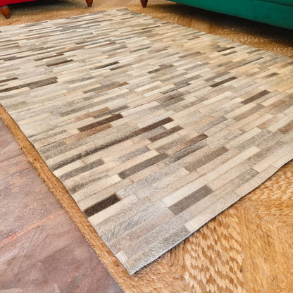 Patchwork Cowhide Rugs – Geometric Designs, 6 x 4 ft, Zebra Print - JayKayBoutiqueOnline