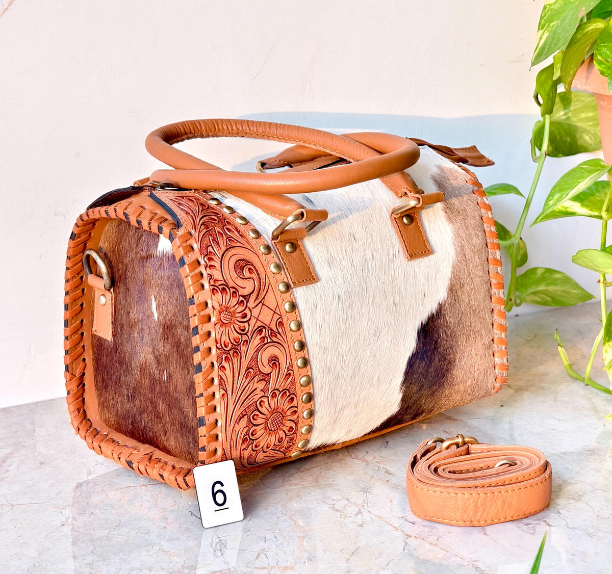 Hand Tooled Cowhide and Leather Speedy Bags - JayKayBoutiqueOnline