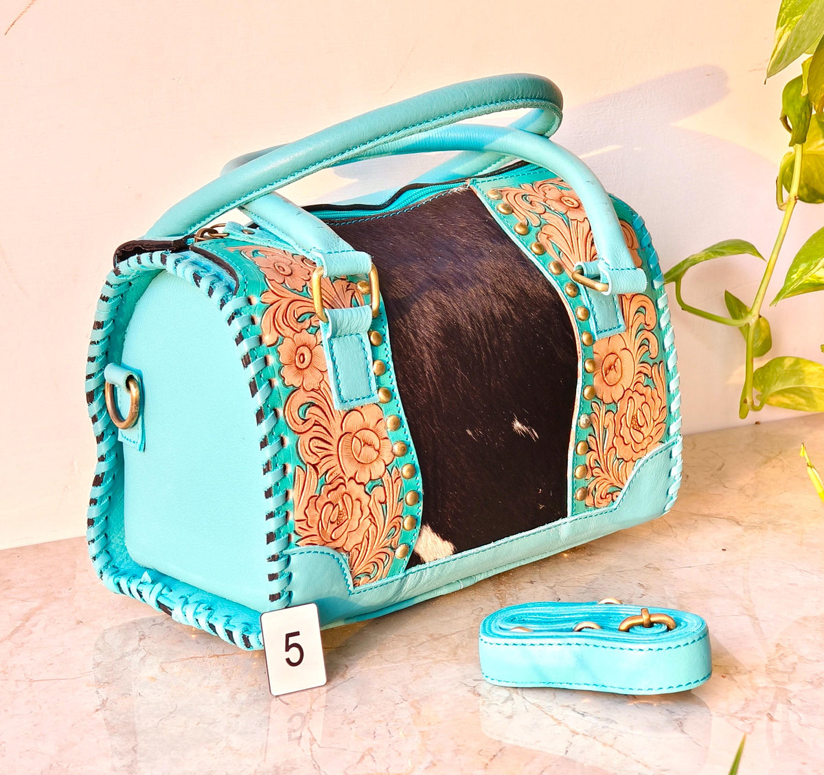 Hand Tooled Cowhide and Leather Speedy Bags - JayKayBoutiqueOnline