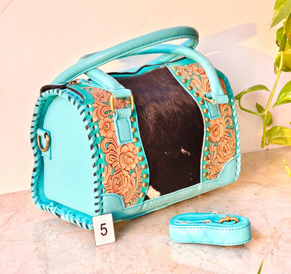 Hand Tooled Cowhide and Leather Speedy Bags - JayKayBoutiqueOnline