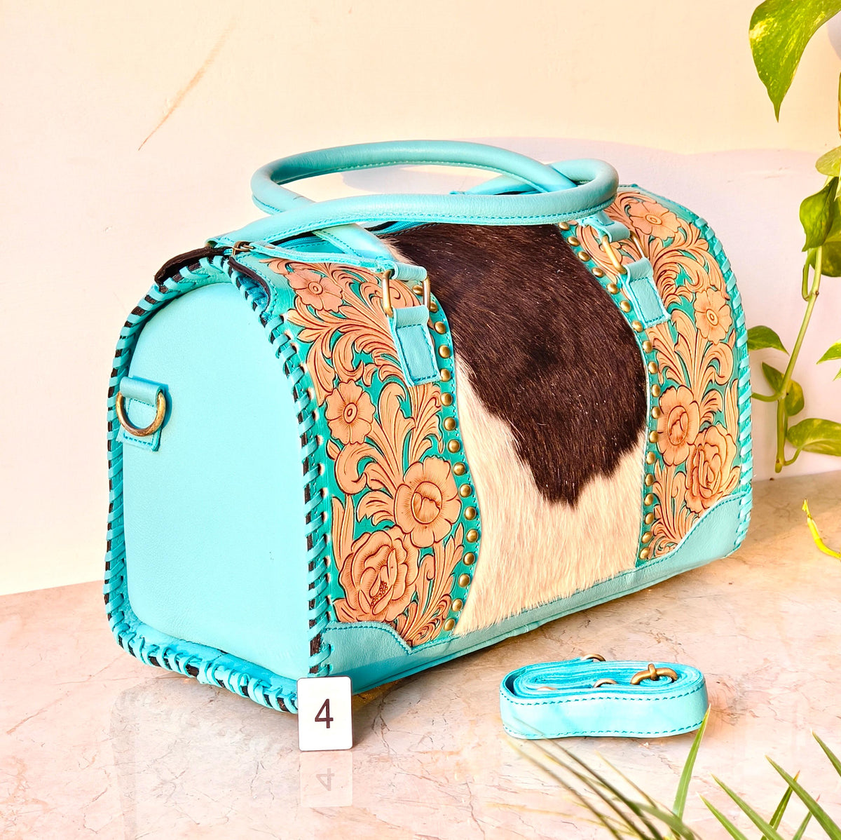 Hand Tooled Cowhide and Leather Speedy Bags - JayKayBoutiqueOnline
