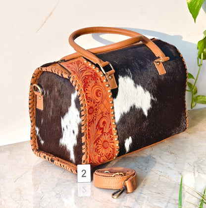 Hand Tooled Cowhide and Leather Speedy Bags - JayKayBoutiqueOnline
