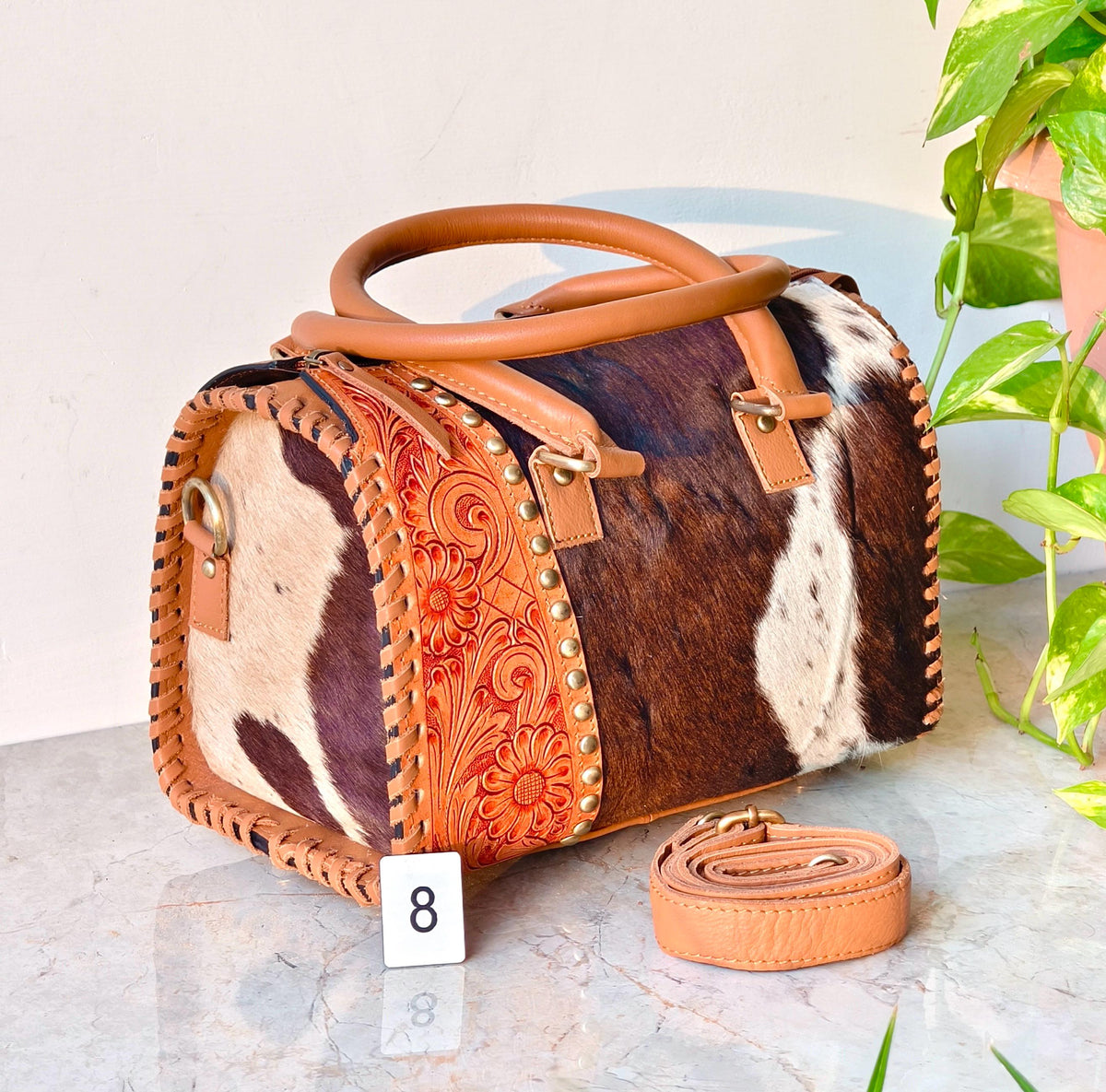 Hand Tooled Cowhide and Leather Speedy Bags - JayKayBoutiqueOnline