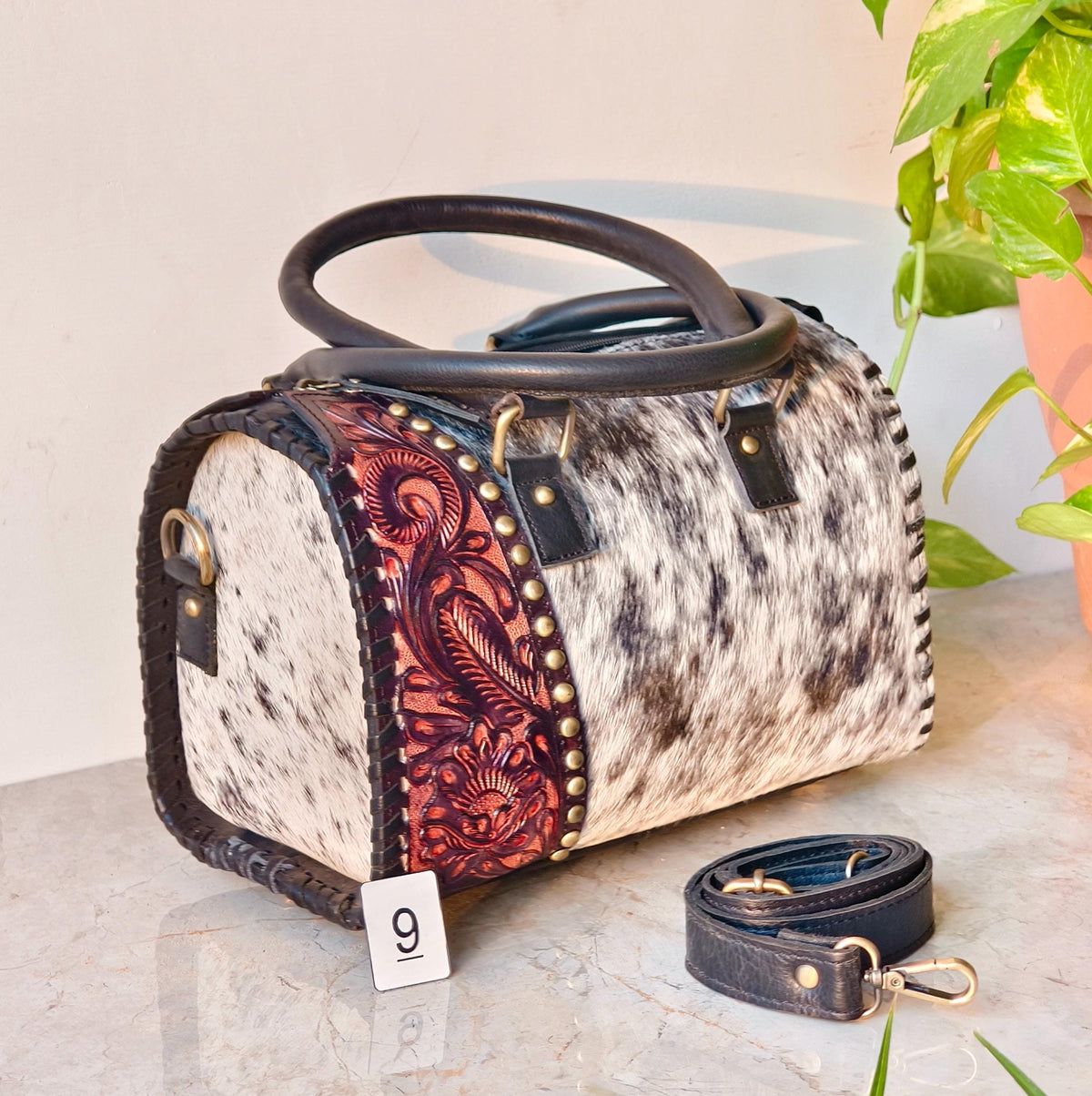 Hand Tooled Cowhide and Leather Speedy Bags - JayKayBoutiqueOnline